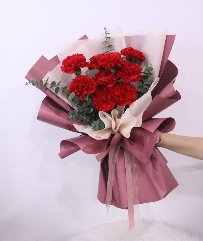 Red Carnation Bouquet 01 Wish Flowers