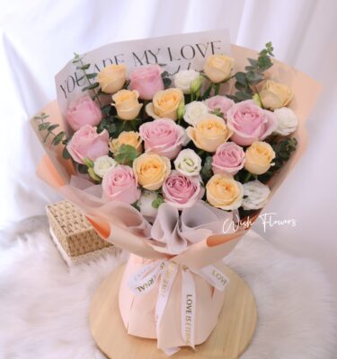 Pink Champagne Rose Bouquet